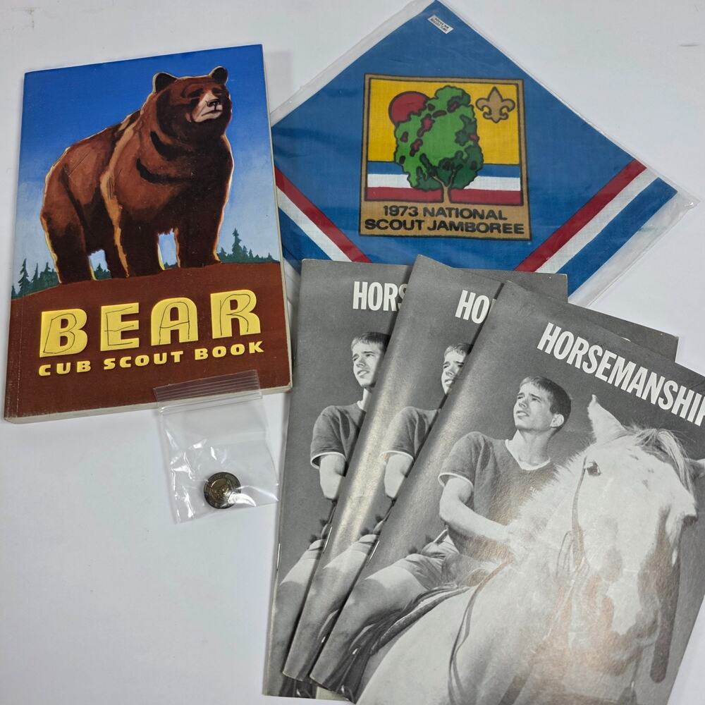 Vintage Boy Scouts Memorabilia Lot Bear Cub Scout Book 1973 Jamboree